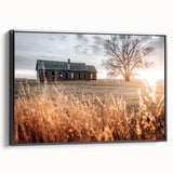 Abandoned Farmhouse at Sunset Wall Art – Rustic Country Decor Print