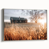Abandoned Farmhouse at Sunset Wall Art – Rustic Country Decor Print