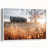 Abandoned Farmhouse at Sunset Wall Art – Rustic Country Decor Print