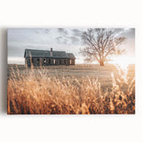 Abandoned Farmhouse at Sunset Wall Art – Rustic Country Decor Print