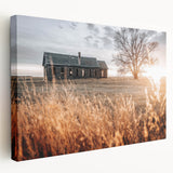 Abandoned Farmhouse at Sunset Wall Art – Rustic Country Decor Print
