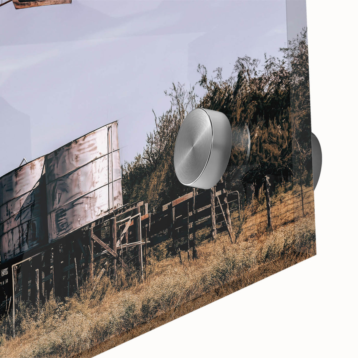 Windmill and Water Tanks Farmhouse Wall Art – Rustic Country Decor Print