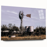 Windmill and Water Tanks Farmhouse Wall Art – Rustic Country Decor Print