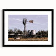 Windmill and Water Tanks Farmhouse Wall Art – Rustic Country Decor Print
