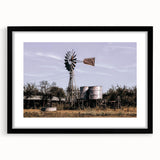 Windmill and Water Tanks Farmhouse Wall Art – Rustic Country Decor Print