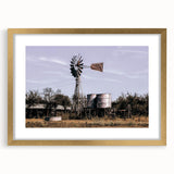 Windmill and Water Tanks Farmhouse Wall Art – Rustic Country Decor Print