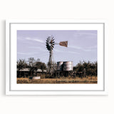 Windmill and Water Tanks Farmhouse Wall Art – Rustic Country Decor Print