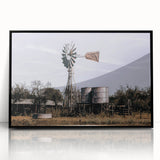Windmill and Water Tanks Farmhouse Wall Art – Rustic Country Decor Print