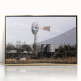 Windmill and Water Tanks Farmhouse Wall Art – Rustic Country Decor Print