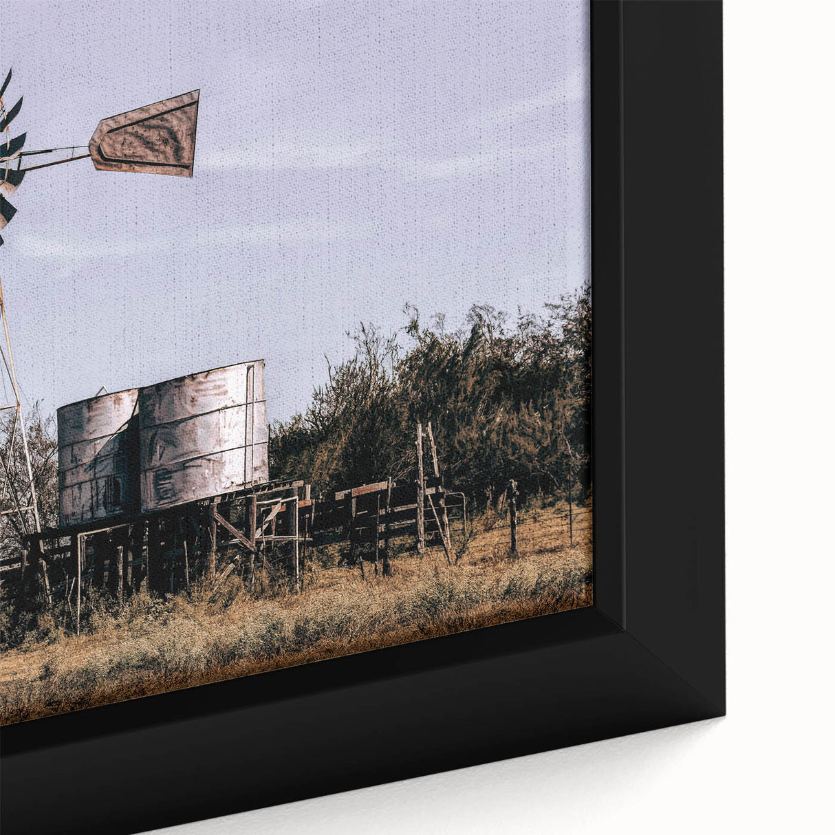 Windmill and Water Tanks Farmhouse Wall Art – Rustic Country Decor Print