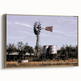 Windmill and Water Tanks Farmhouse Wall Art – Rustic Country Decor Print