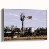 Windmill and Water Tanks Farmhouse Wall Art – Rustic Country Decor Print
