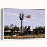 Windmill and Water Tanks Farmhouse Wall Art – Rustic Country Decor Print