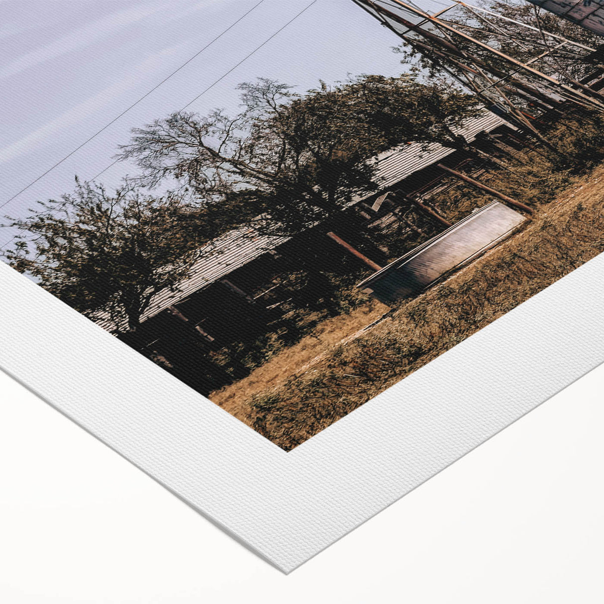 Windmill and Water Tanks Farmhouse Wall Art – Rustic Country Decor Print