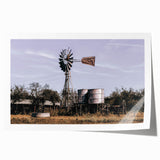 Windmill and Water Tanks Farmhouse Wall Art – Rustic Country Decor Print