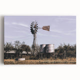 Windmill and Water Tanks Farmhouse Wall Art – Rustic Country Decor Print