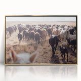 Cattle Herd on the Move Farmhouse Wall Art – Rustic Country Decor Print