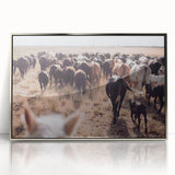 Cattle Herd on the Move Farmhouse Wall Art – Rustic Country Decor Print