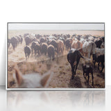 Cattle Herd on the Move Farmhouse Wall Art – Rustic Country Decor Print