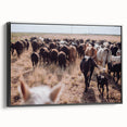 Cattle Herd on the Move Farmhouse Wall Art – Rustic Country Decor Print