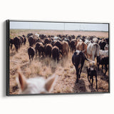 Cattle Herd on the Move Farmhouse Wall Art – Rustic Country Decor Print