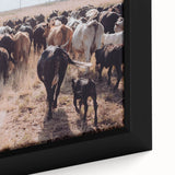 Cattle Herd on the Move Farmhouse Wall Art – Rustic Country Decor Print