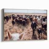 Cattle Herd on the Move Farmhouse Wall Art – Rustic Country Decor Print
