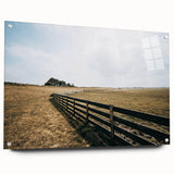 Open Field and Fence Farmhouse Wall Art – Rustic Country Style Print
