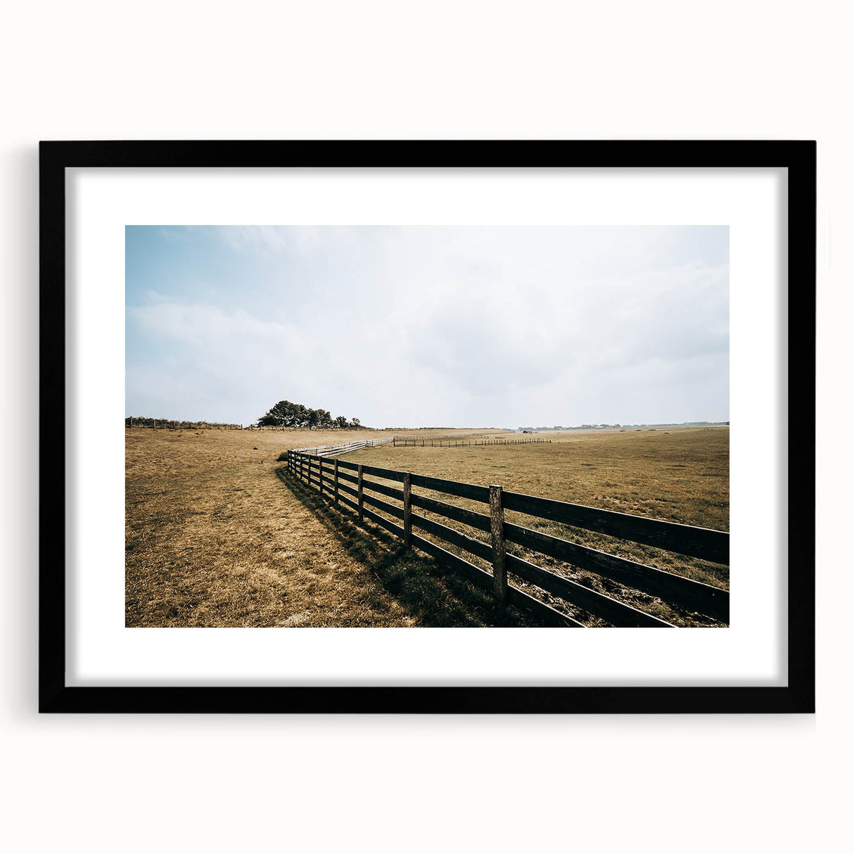 Open Field and Fence Farmhouse Wall Art – Rustic Country Style Print