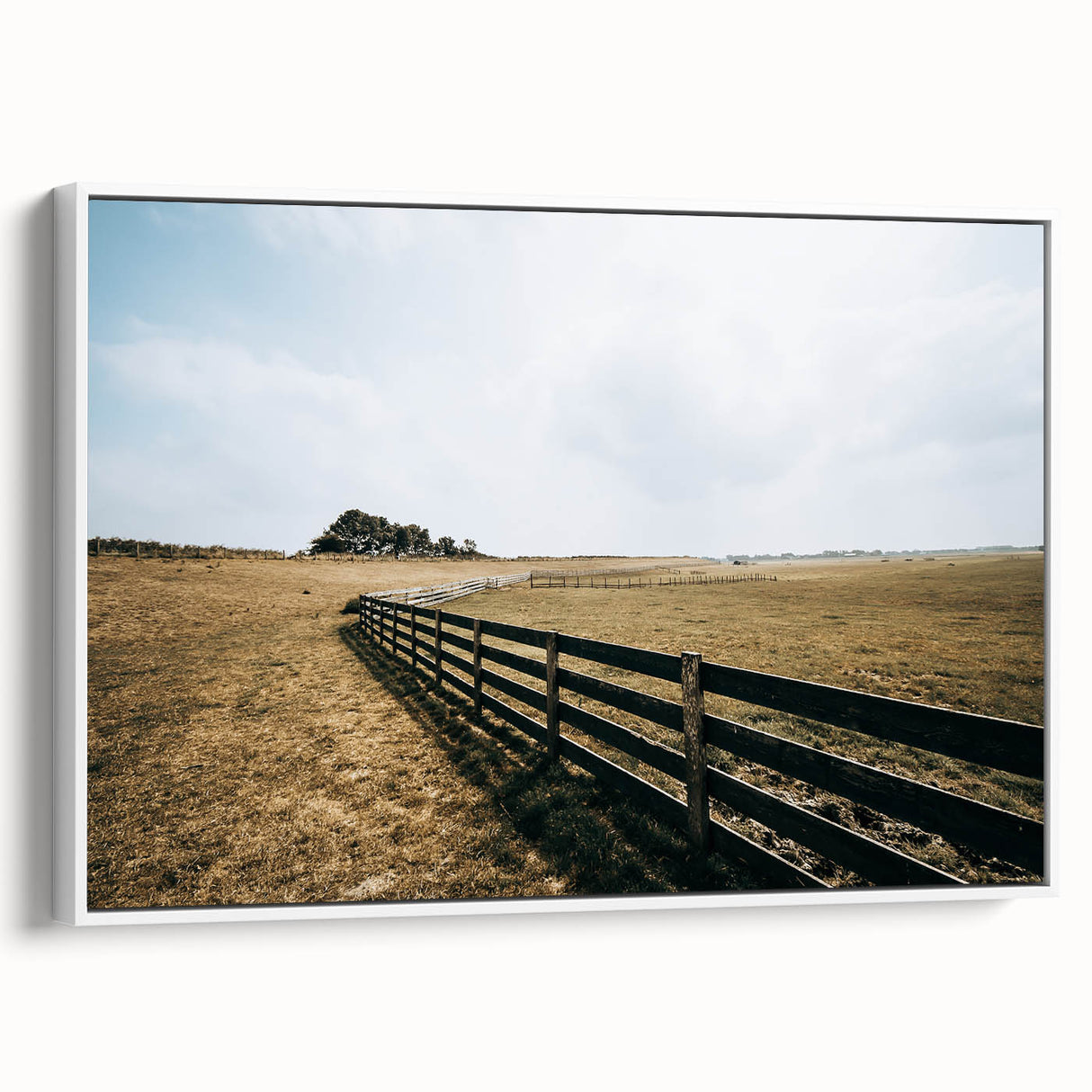 Open Field and Fence Farmhouse Wall Art – Rustic Country Style Print
