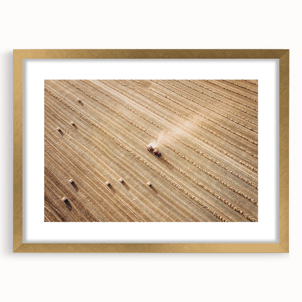 Harvested Field Aerial View Wall Art – Rustic Farmhouse Decor Print