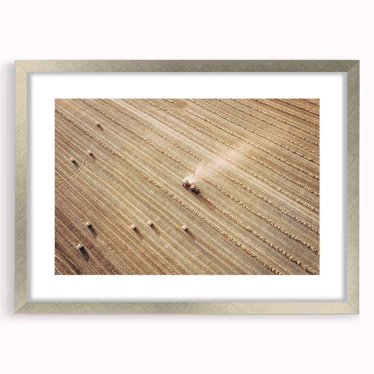 Harvested Field Aerial View Wall Art – Rustic Farmhouse Decor Print