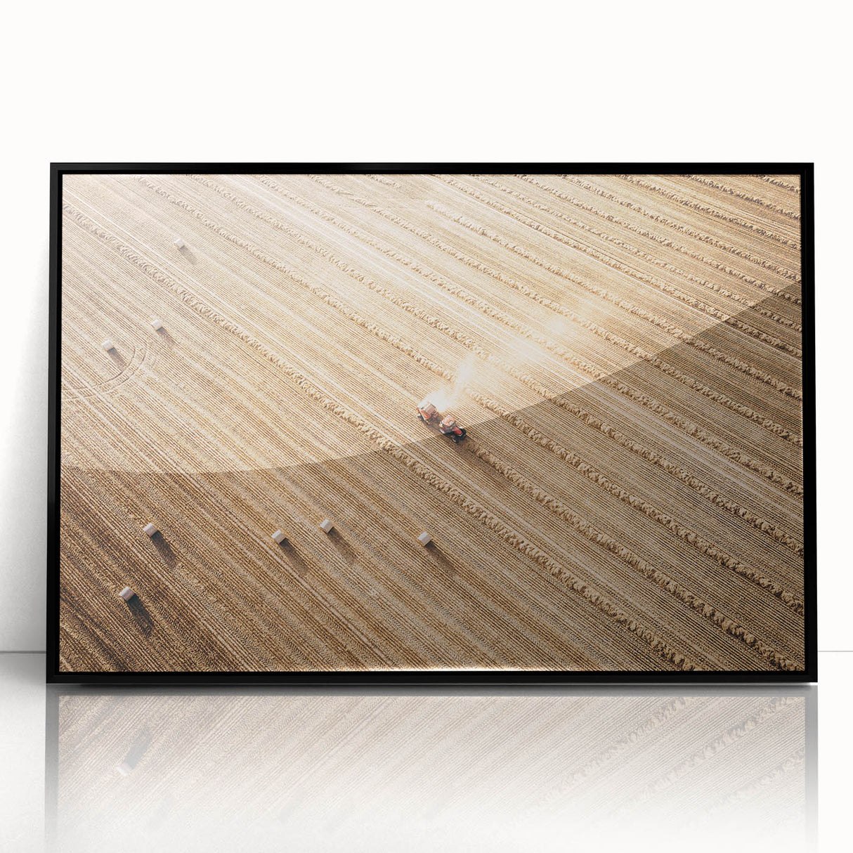 Harvested Field Aerial View Wall Art – Rustic Farmhouse Decor Print