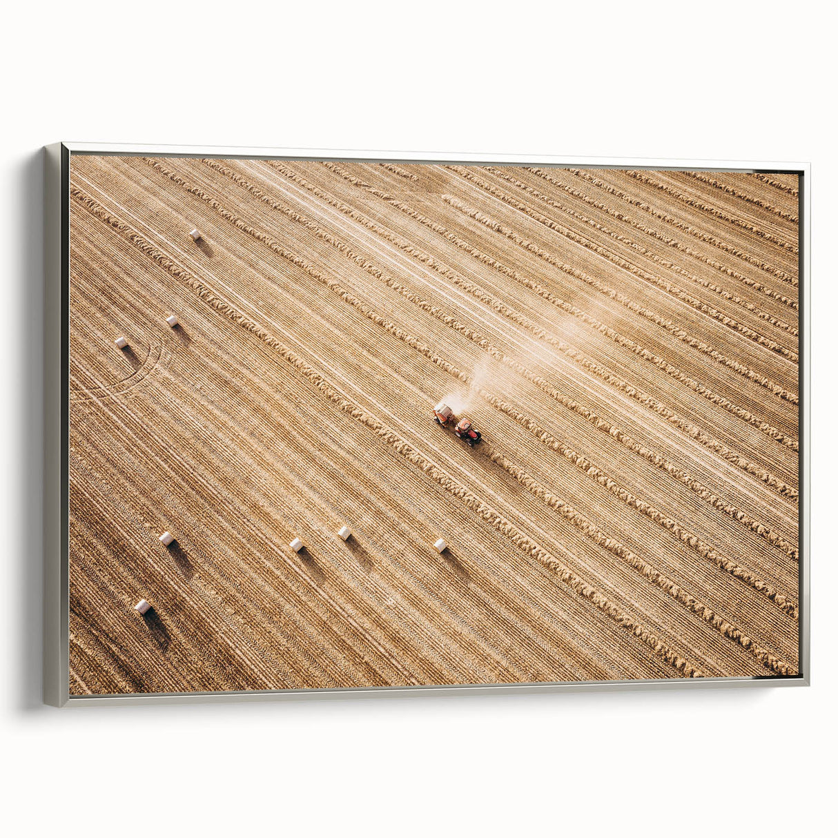 Harvested Field Aerial View Wall Art – Rustic Farmhouse Decor Print