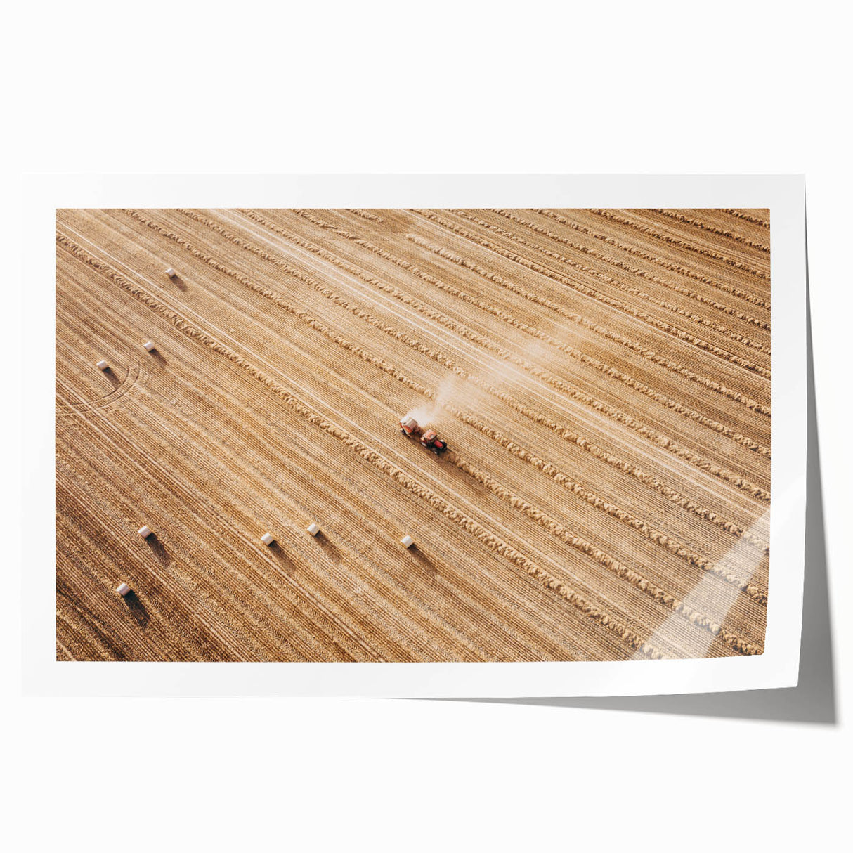 Harvested Field Aerial View Wall Art – Rustic Farmhouse Decor Print