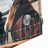 Horses at the Fence Farmhouse Wall Art – Rustic Country Style Print