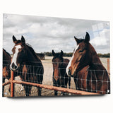 Horses at the Fence Farmhouse Wall Art – Rustic Country Style Print