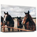 Horses at the Fence Farmhouse Wall Art – Rustic Country Style Print