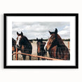 Horses at the Fence Farmhouse Wall Art – Rustic Country Style Print