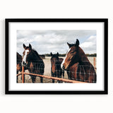 Horses at the Fence Farmhouse Wall Art – Rustic Country Style Print