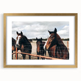 Horses at the Fence Farmhouse Wall Art – Rustic Country Style Print