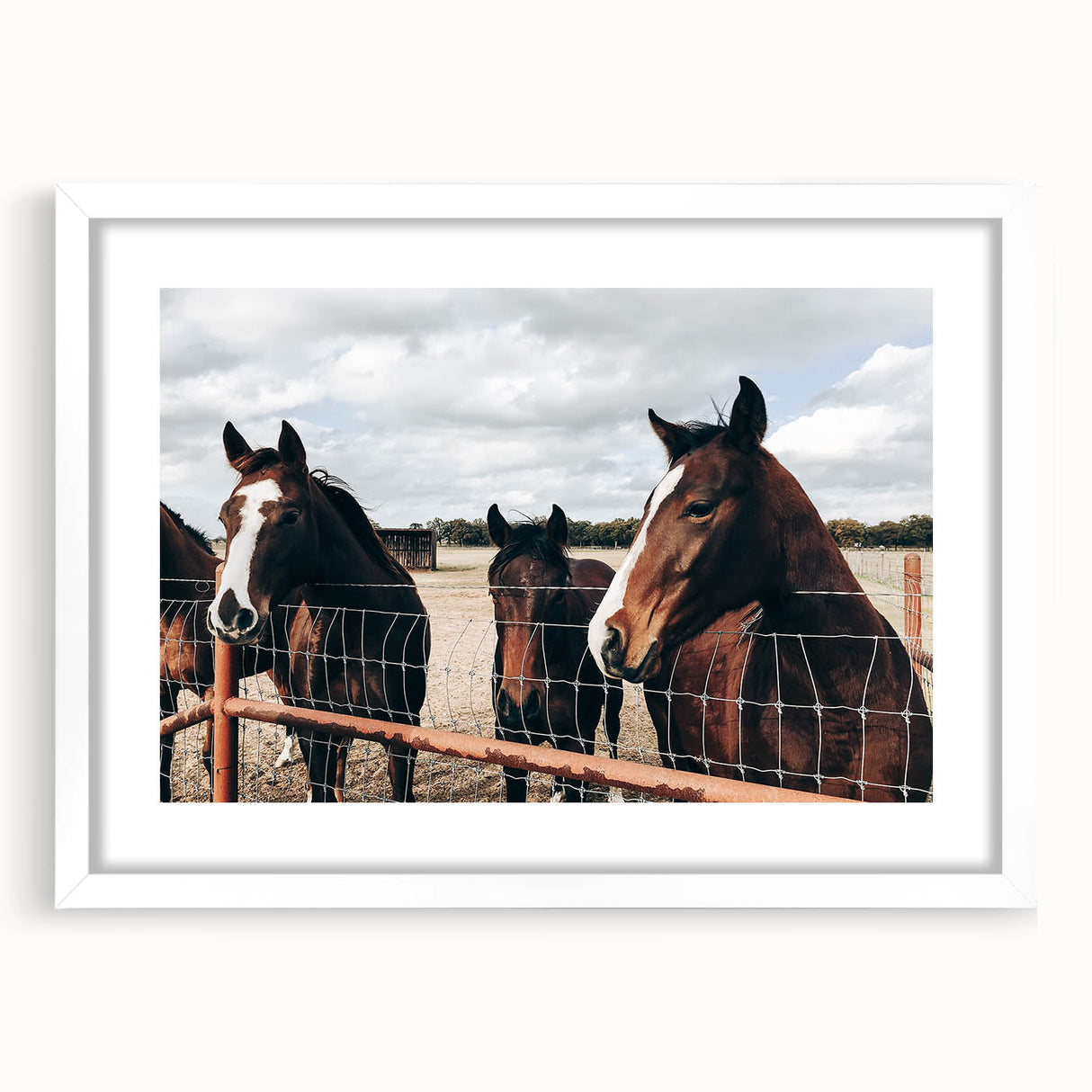 Horses at the Fence Farmhouse Wall Art – Rustic Country Style Print