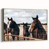 Horses at the Fence Farmhouse Wall Art – Rustic Country Style Print
