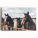 Horses at the Fence Farmhouse Wall Art – Rustic Country Style Print