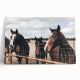Horses at the Fence Farmhouse Wall Art – Rustic Country Style Print