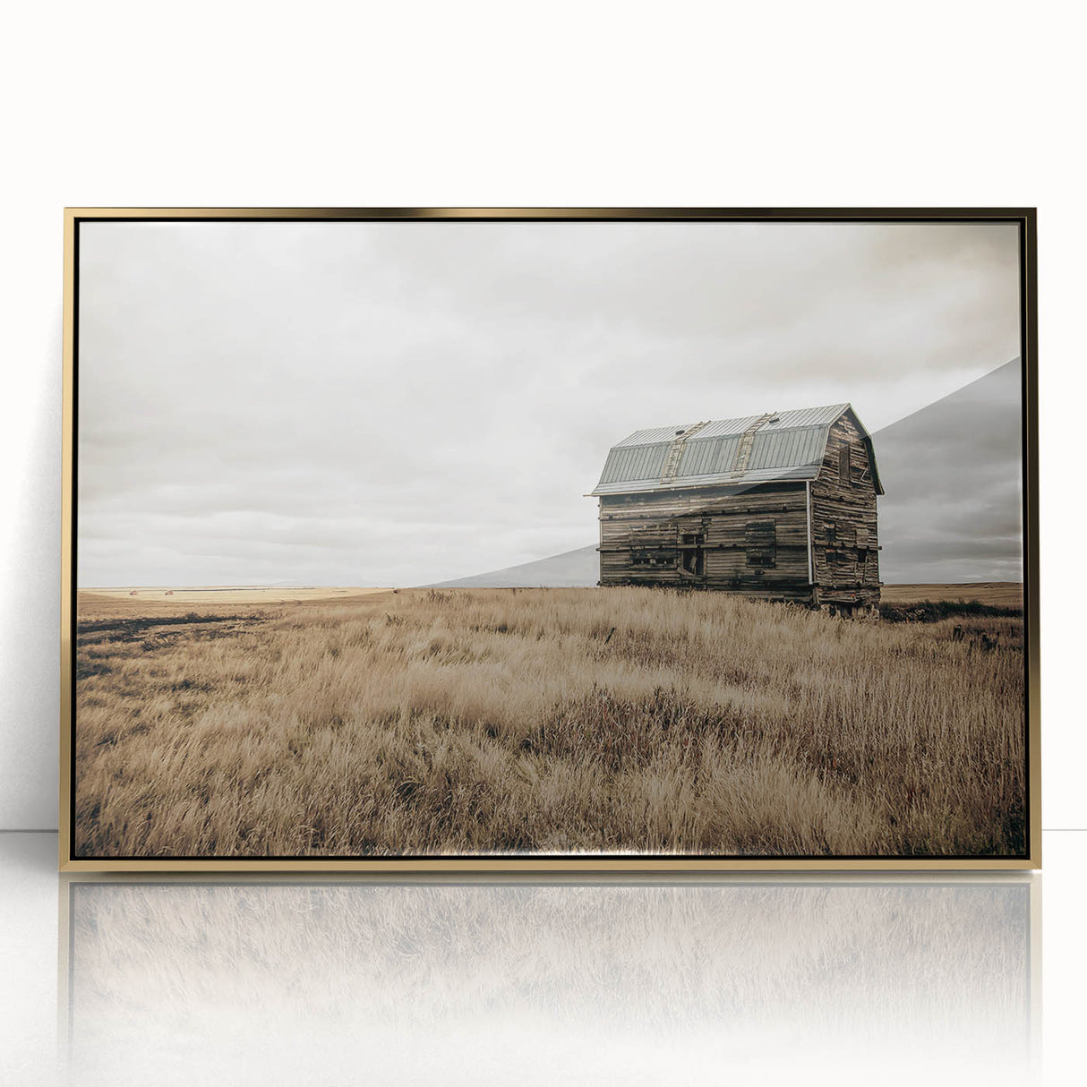 Rustic Farmhouse Wall Art: Abandoned Barn in Field - Country Style Decor