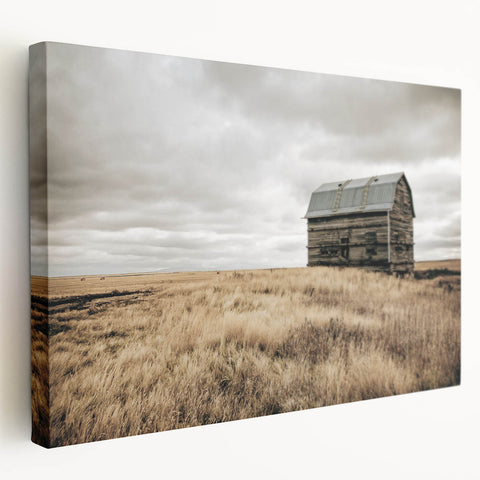 Rustic Farmhouse Wall Art: Abandoned Barn in Field - Country Style Decor