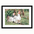 Farmhouse Wall Art: Country Chickens in Garden - Rustic Farmhouse Decor