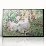 Farmhouse Wall Art: Country Chickens in Garden - Rustic Farmhouse Decor