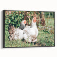 Farmhouse Wall Art: Country Chickens in Garden - Rustic Farmhouse Decor